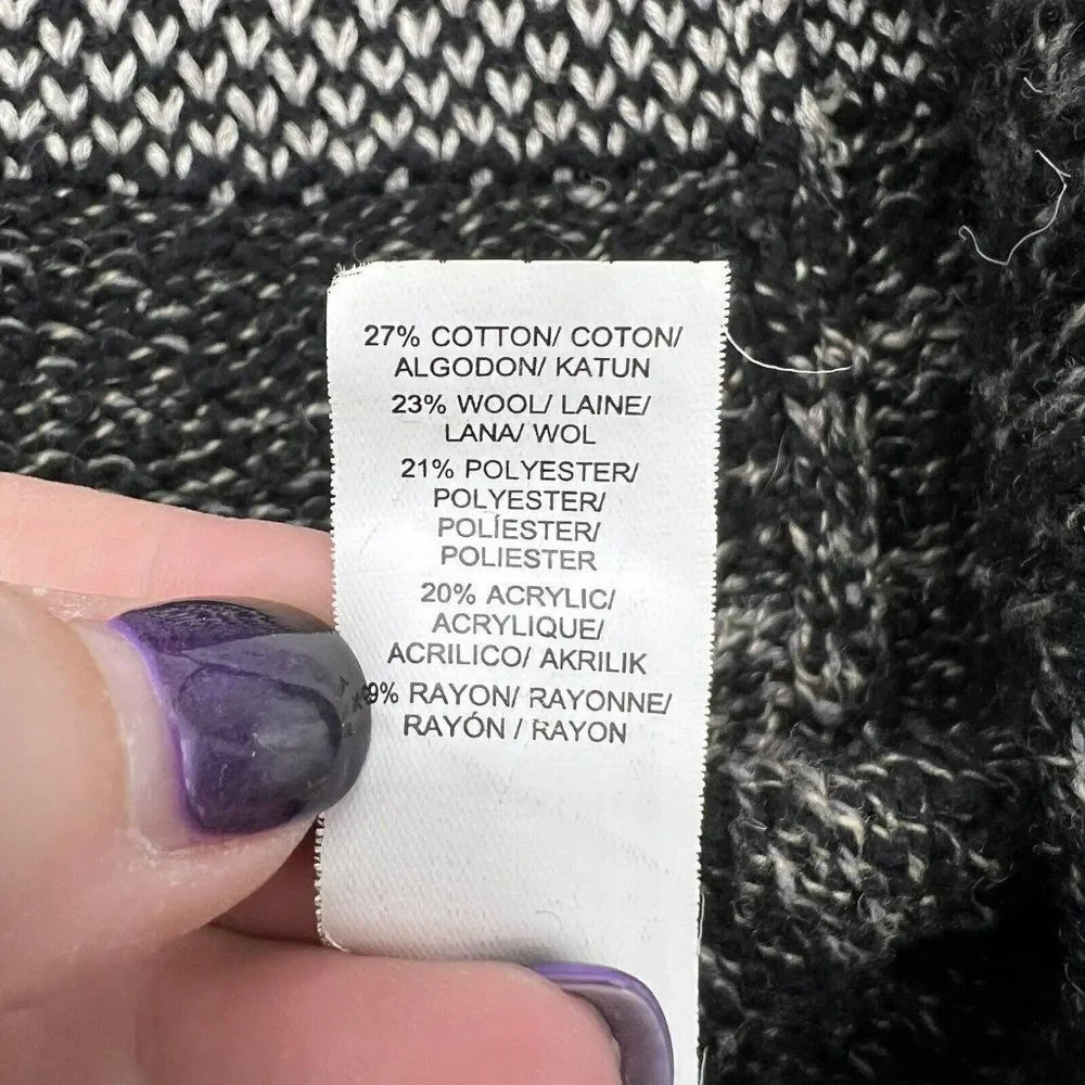 Lucky Brand Women’s small Black/beige Wool Blend Open Cardigan Duster Sweater